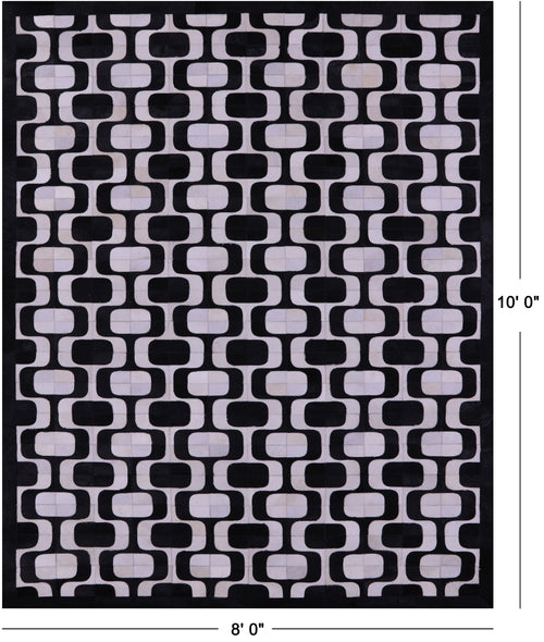 Black & White Patchwork Natural Cowhide Rug - 8' 0