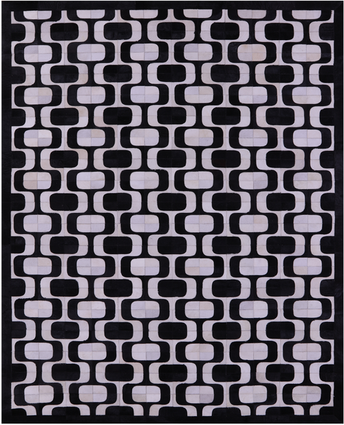 Black & White Patchwork Natural Cowhide Rug - 8' 0