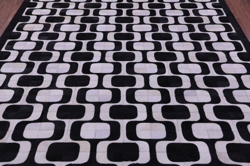 Black & White Patchwork Natural Cowhide Rug - 8' 0