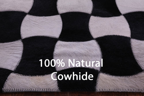 Black & White Patchwork Natural Cowhide Rug - 2' 6