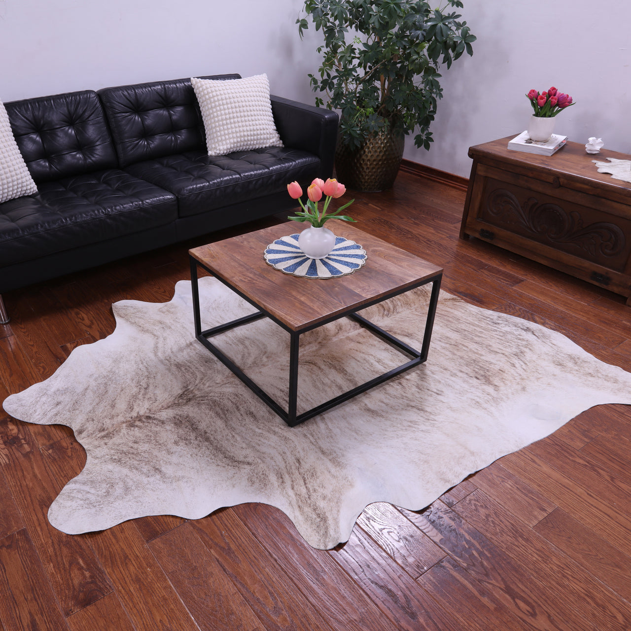 Light Brindle Natural Cowhide Rug