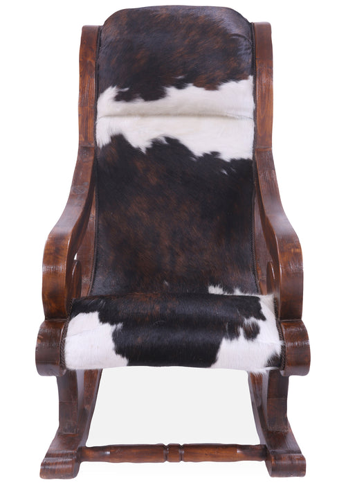 Hair-On Cowhide Wooden Handcrafted Rocking Chair