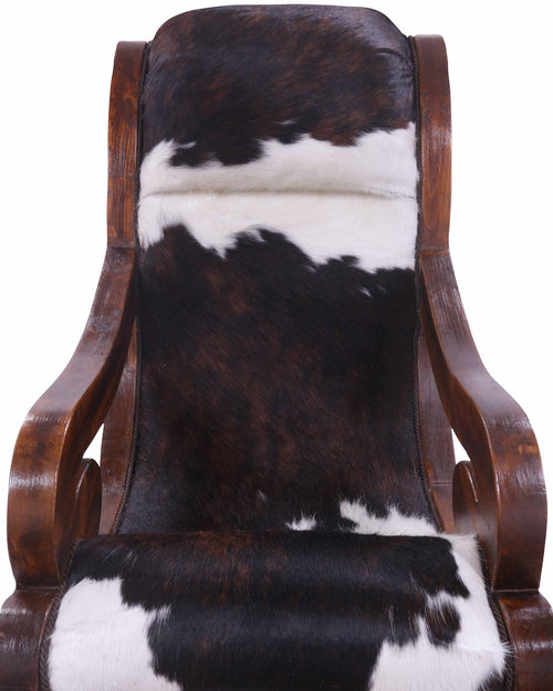 Hair-On Cowhide Wooden Handcrafted Rocking Chair