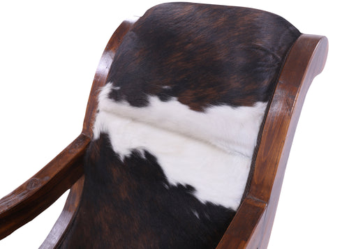 Hair-On Cowhide Wooden Handcrafted Rocking Chair