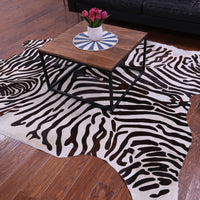 Thumbnail for Zebra Animal Print Natural Cowhide Rug