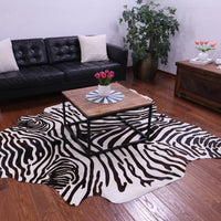 Thumbnail for Zebra Animal Print Natural Cowhide Rug