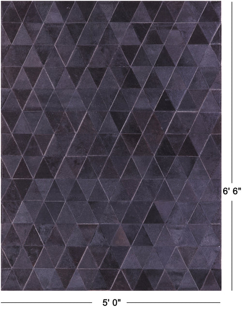 Black Patchwork Natural Cowhide Rug - 5' 0