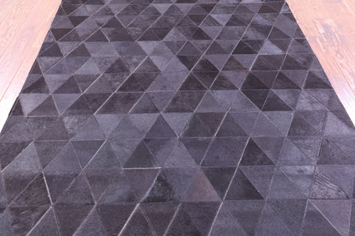 Black Patchwork Natural Cowhide Rug - 5' 0