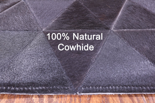 Black Patchwork Natural Cowhide Rug - 5' 0
