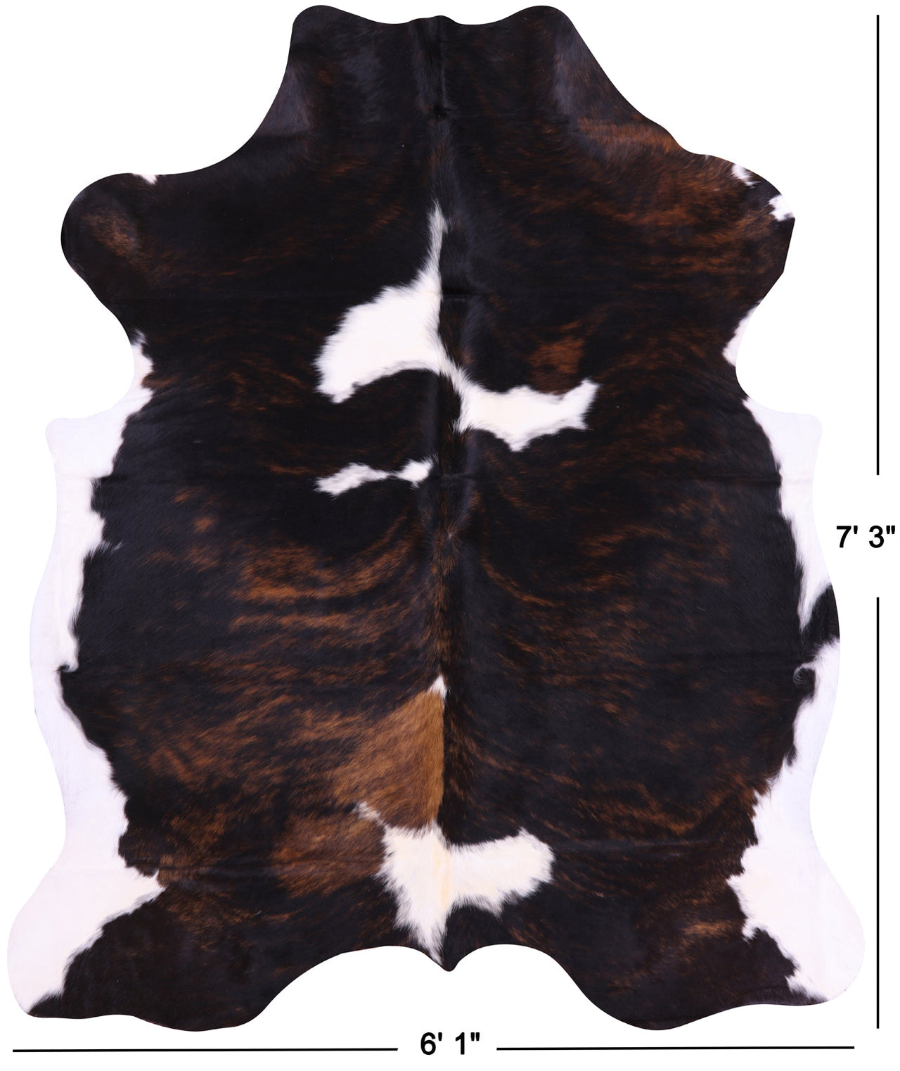 Dark Brindle Natural Cowhide Rug - X-Large 7'3"H x 6'1"W