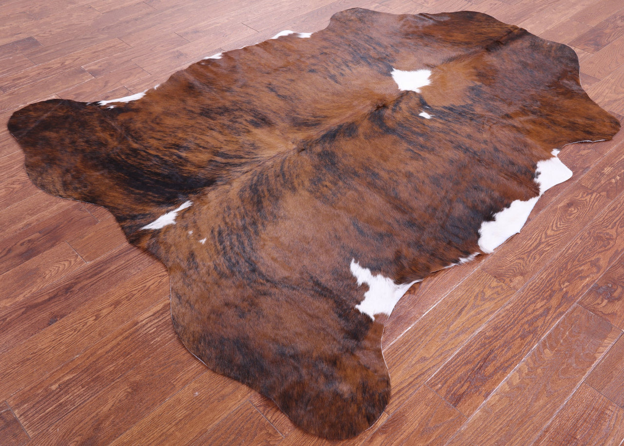 Brindle Brown Natural Cowhide Rug - X-Large 7'1"H x 5'10"W