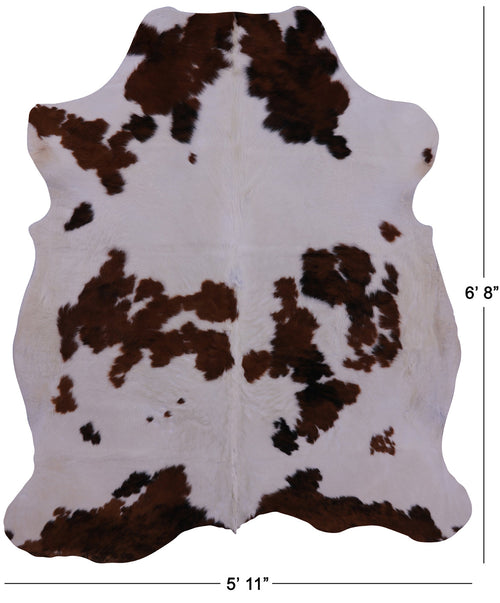 Brown & White Natural Cowhide Rug - Large 6'8