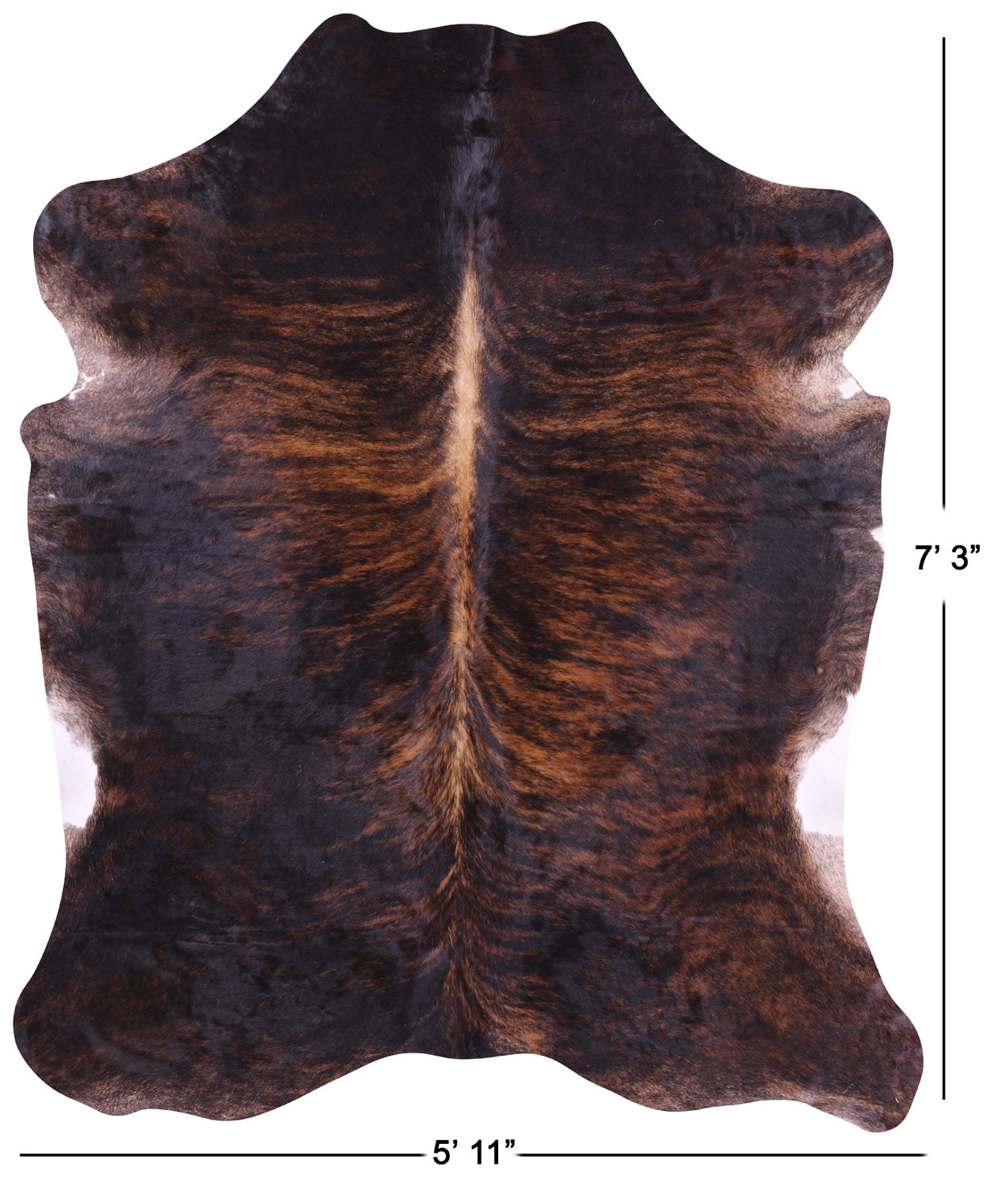 Dark Brindle Natural Cowhide Rug - X-Large 7'3"H x 5'11"W