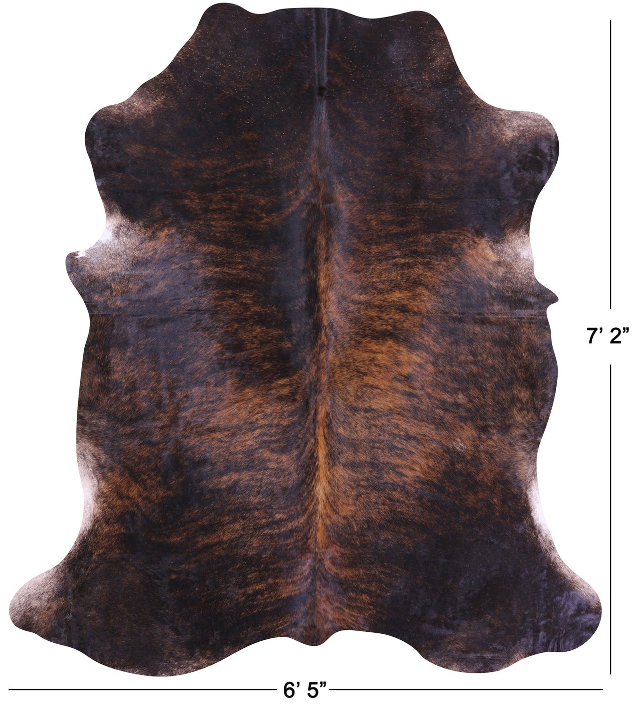 Dark Brindle Natural Cowhide Rug - Large 7'2"H x 6'5"W