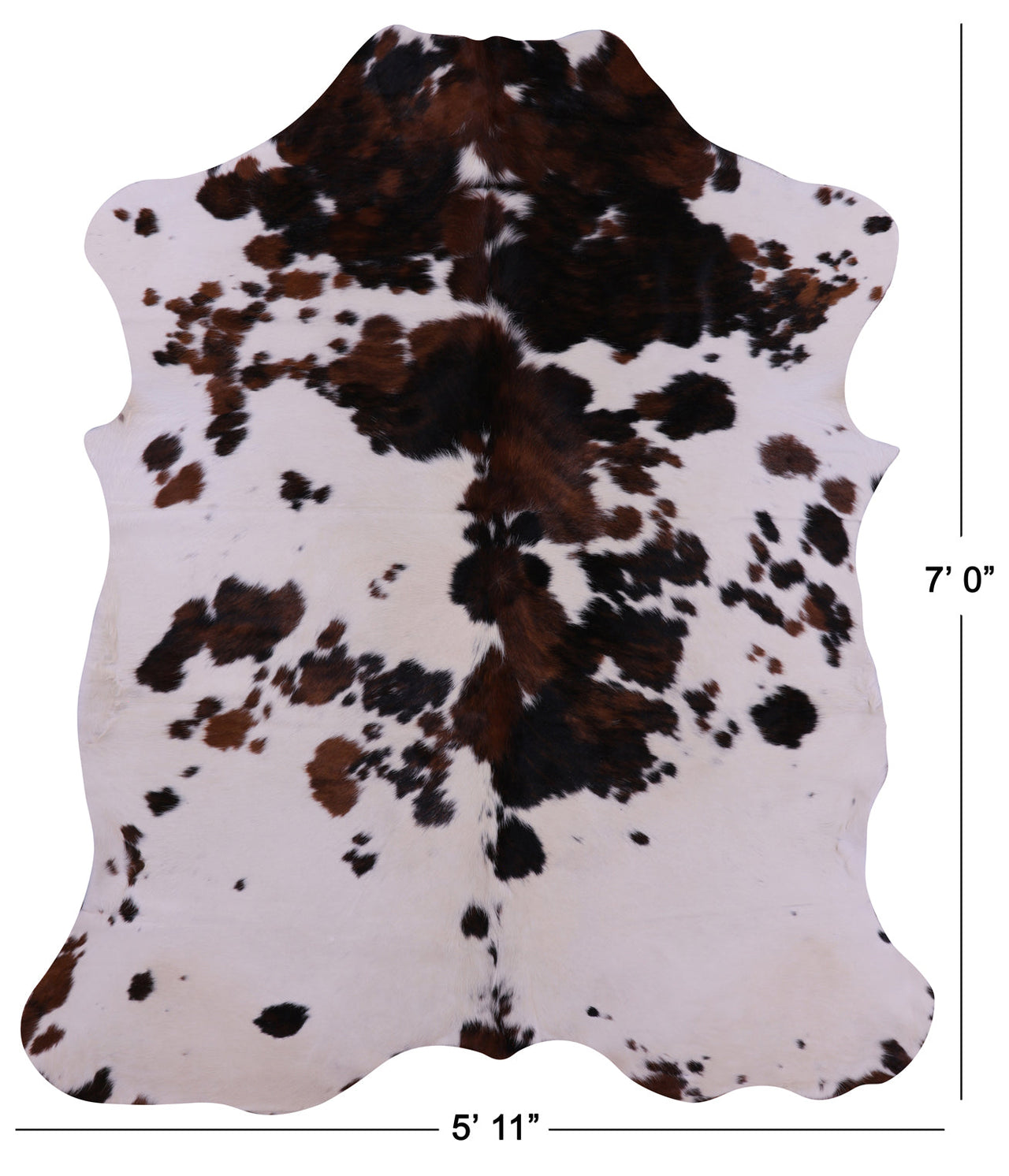 Tricolor Natural Cowhide Rug - Large 7'0"H x 5'11"W