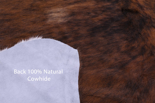 Brindle Brown & White Natural Cowhide Rug - Large 7'0