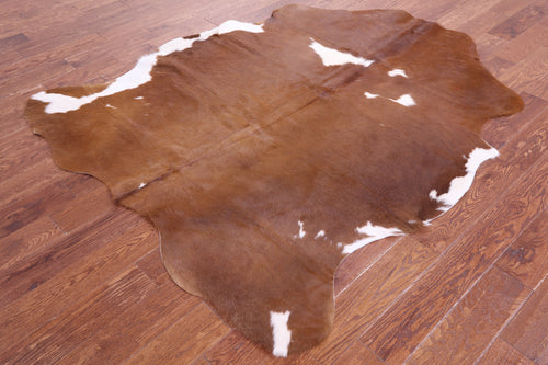Brown & White Natural Cowhide Rug - Large 6'6