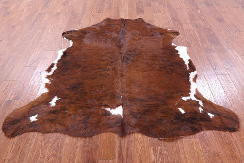 Brown & White Natural Cowhide Rug - Large 6'4