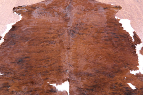 Brown & White Natural Cowhide Rug - Large 6'4
