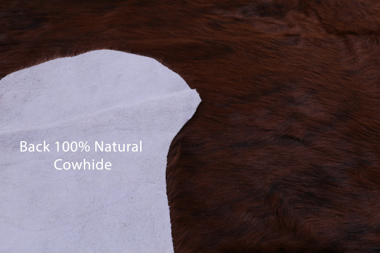 Brown & White Natural Cowhide Rug - Large 6'4"H x 6'5"W