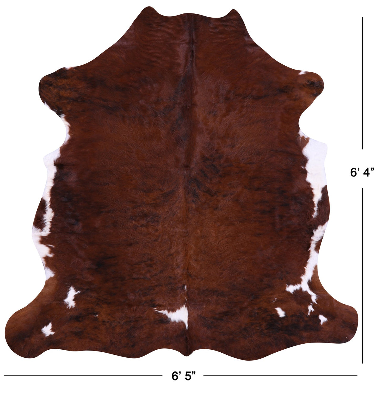 Brown & White Natural Cowhide Rug - Large 6'4"H x 6'5"W