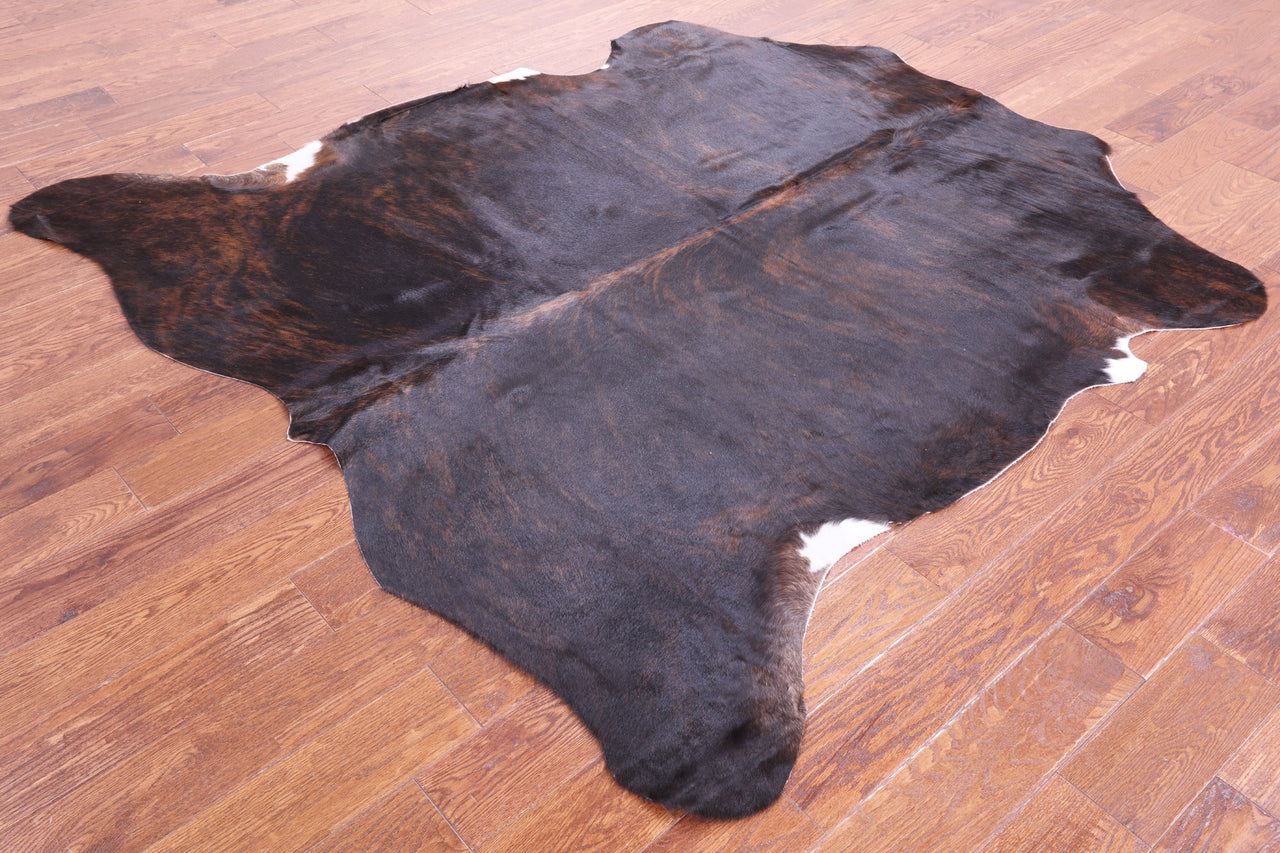 Dark Brindle Natural Cowhide Rug - Large 6'5"H x 6'6"W