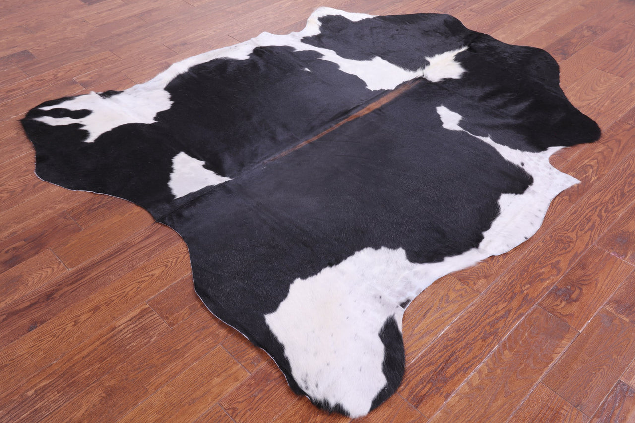 Black & White Natural Cowhide Rug - Large 6'9"H x 6'0"W