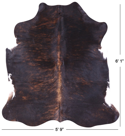 Dark Brindle Natural Cowhide Rug - Medium 6'1