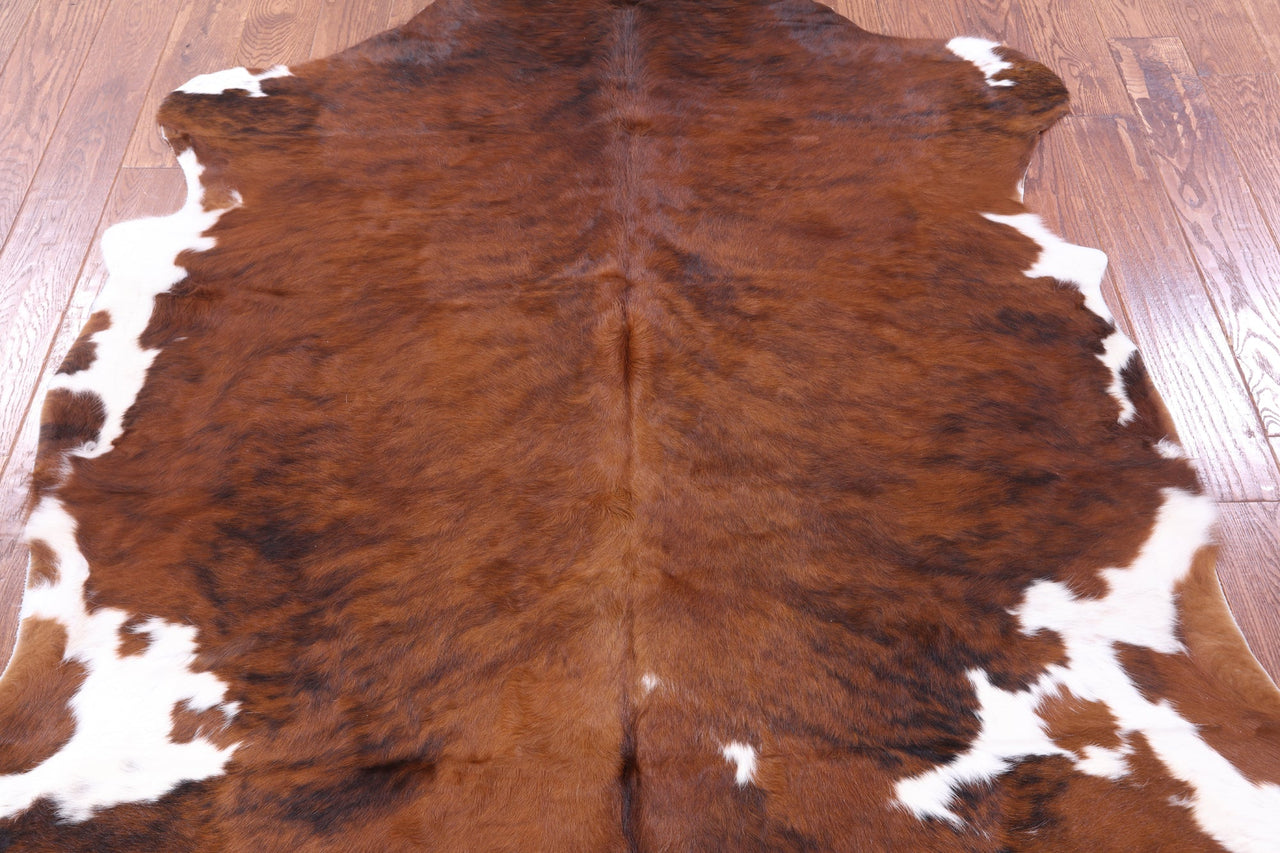 Brown & White Natural Cowhide Rug - Large 6'4"H x 5'10"W
