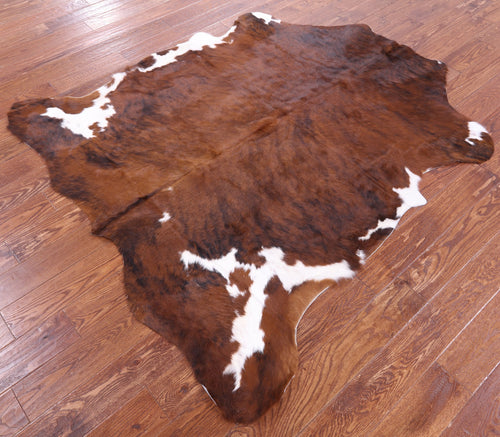 Brown & White Natural Cowhide Rug - Large 6'4