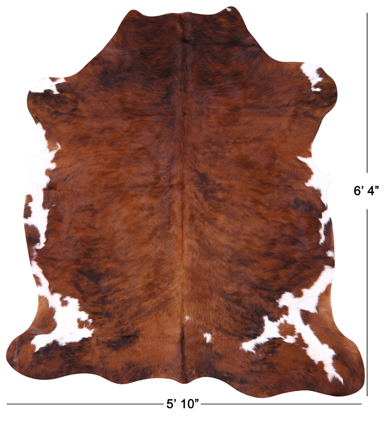 Brown & White Natural Cowhide Rug - Large 6'4"H x 5'10"W