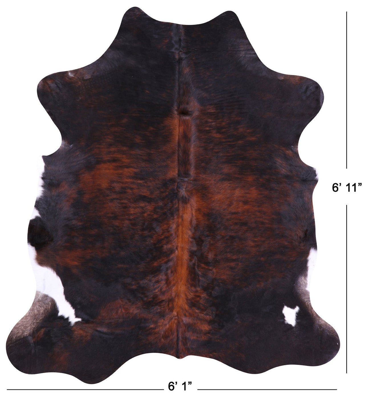 Dark Brindle Natural Cowhide Rug - Large 6'11"H x 6'1"W