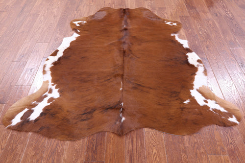 Brown & White Natural Cowhide Rug - Medium 6'1
