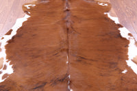 Thumbnail for Brown & White Natural Cowhide Rug - Medium 6'1