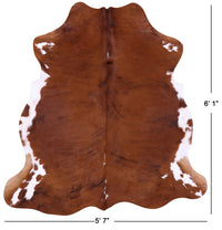 Thumbnail for Brown & White Natural Cowhide Rug - Medium 6'1