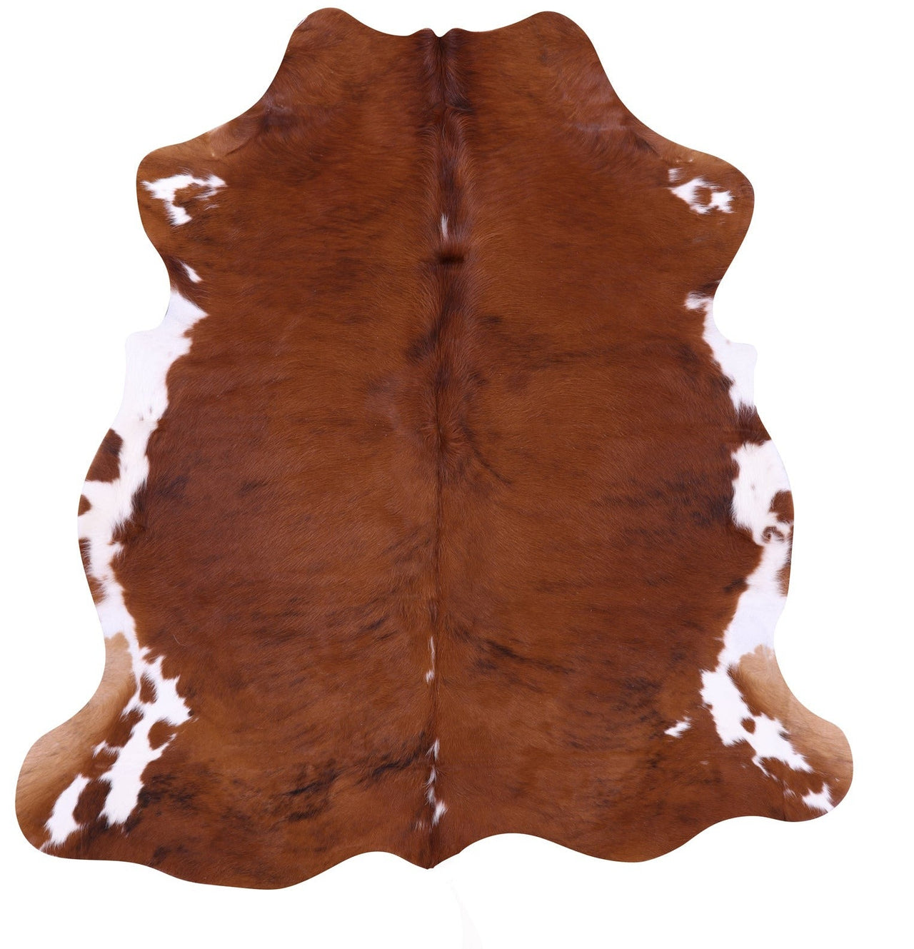 Brown & White Natural Cowhide Rug - Medium 6'1"H x 5'7"W