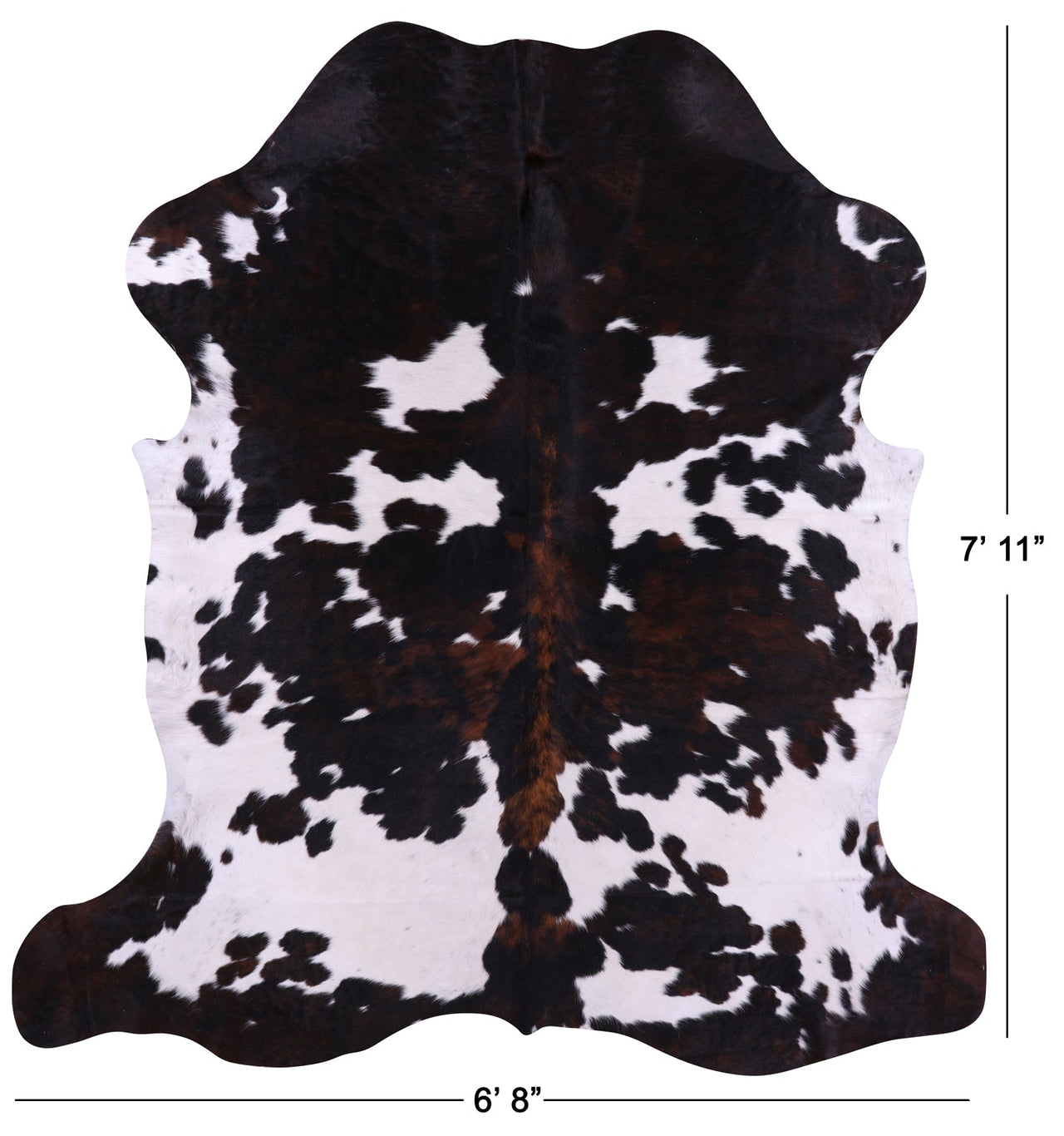 Tricolor Natural Cowhide Rug - X-Large 7'1"H x 6'8"W