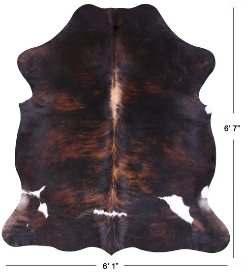 Dark Brindle Natural Cowhide Rug - Large 6'7