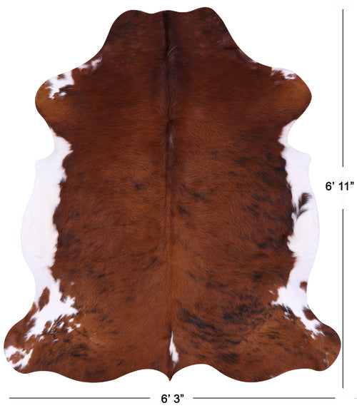 Brown & White Natural Cowhide Rug - Large 6'11