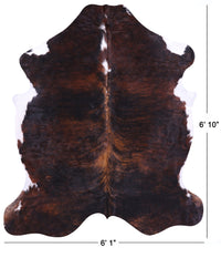 Thumbnail for Dark Brindle Natural Cowhide Rug - Large 6'10