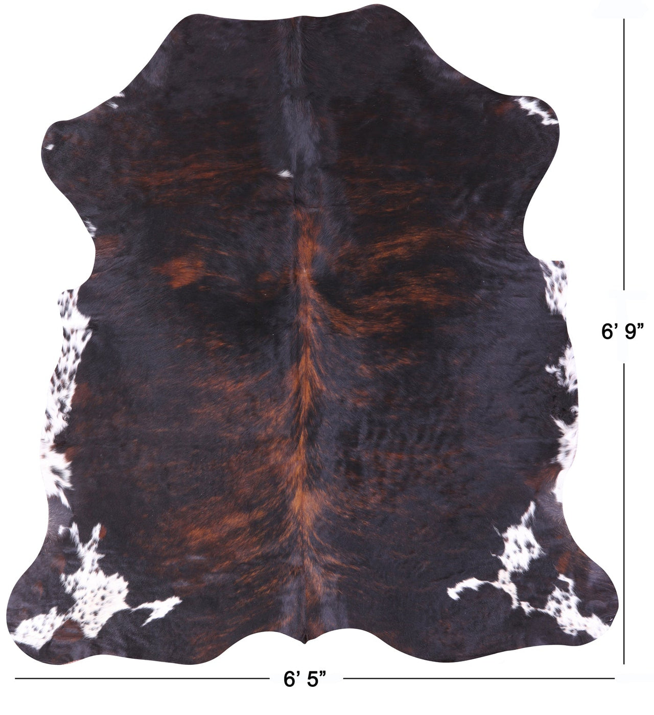 Dark Brindle Natural Cowhide Rug - Large 6'9"H x 6'5"W