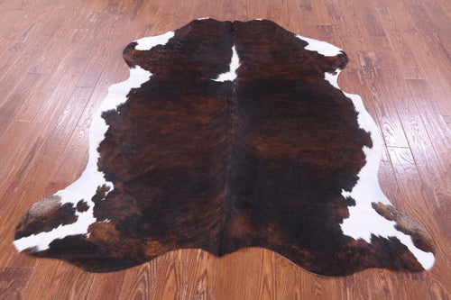 Brown & White Natural Cowhide Rug - Large 6'9