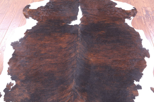 Brown & White Natural Cowhide Rug - Large 6'9