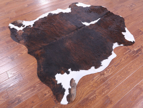 Brown & White Natural Cowhide Rug - Large 6'9