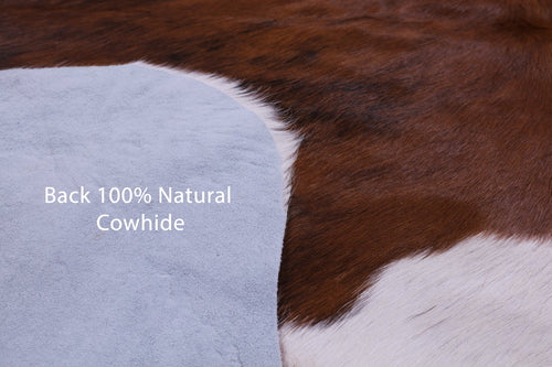 Brown & White Natural Cowhide Rug - Large 6'9