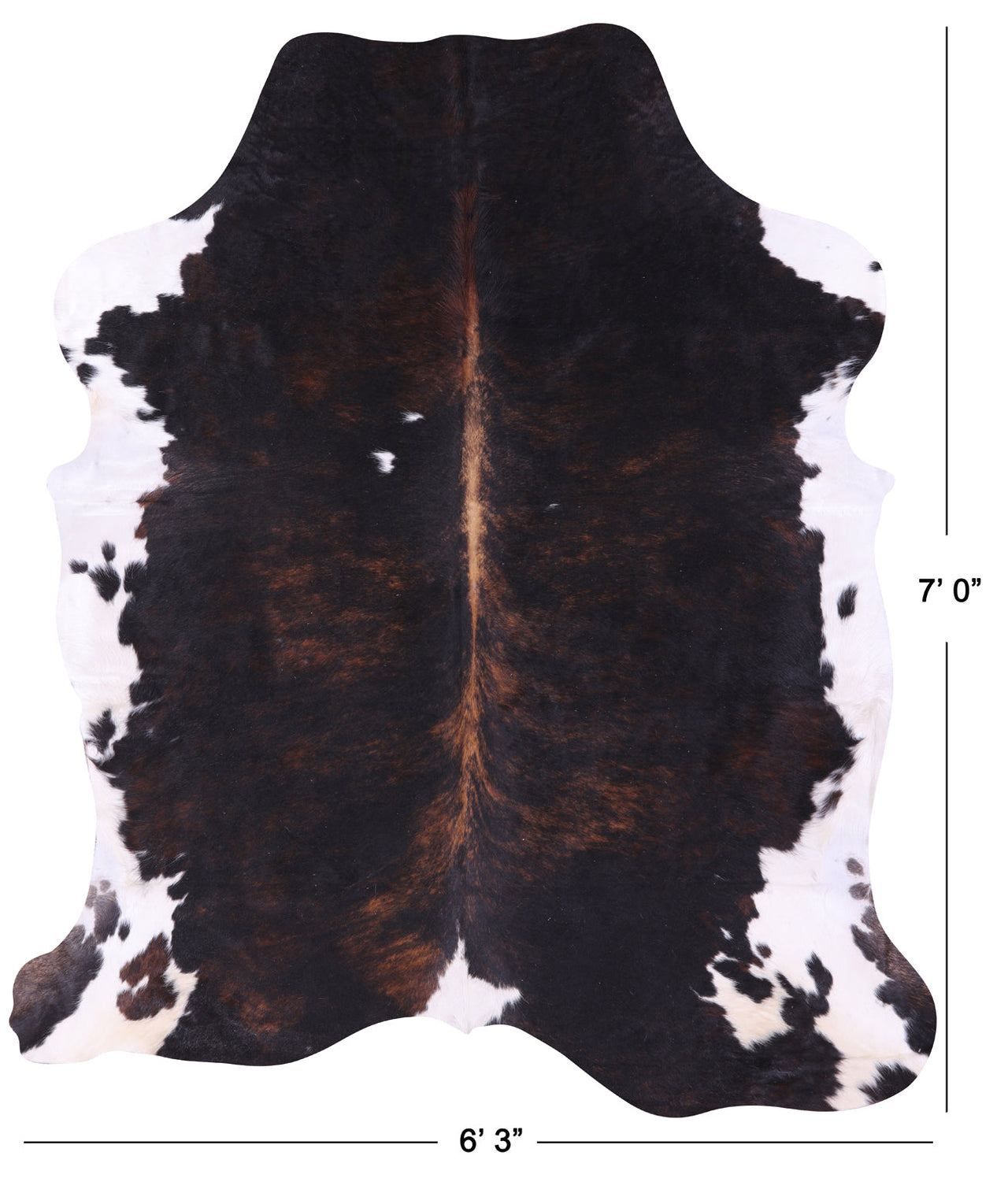 Tricolor Natural Cowhide Rug - X-Large 7'0"H x 6'3"W