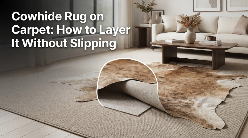 Cowhide Rug on Carpet: How to Layer It Without Slipping