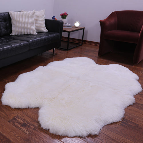 100% Natural New Zealand Sheepskin Ivory 4' 0