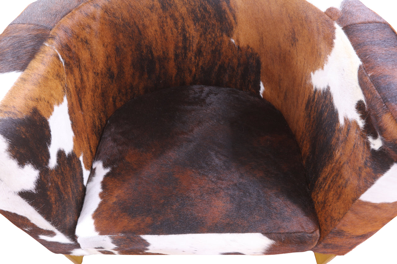 One Of A Kind Cowhide Accent Barrel Chair