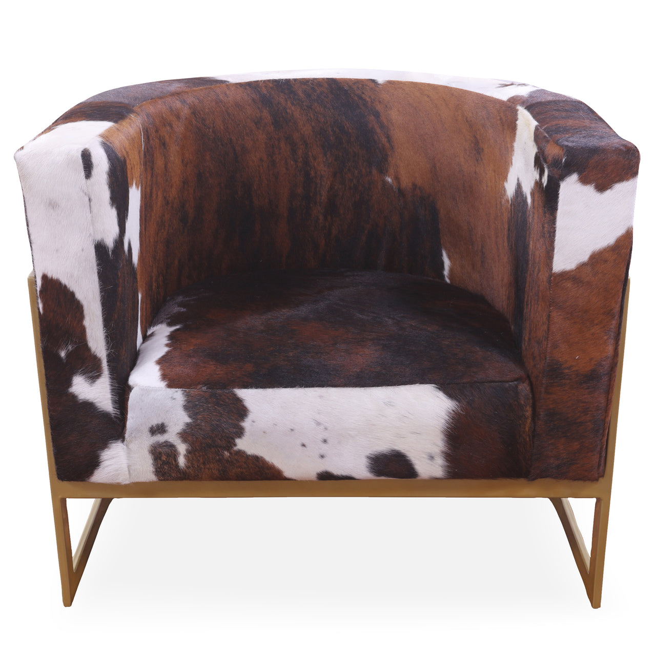 One Of A Kind Cowhide Accent Barrel Chair